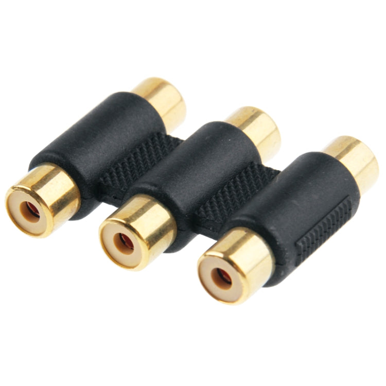 Connettore RGB femmina-femmina placcato in oro, 3 RCA Female to Female (Gold-plated) Connettore RGB femmina-femmina placcato in oro, 3 RCA Female to Female (Gold-plated)
